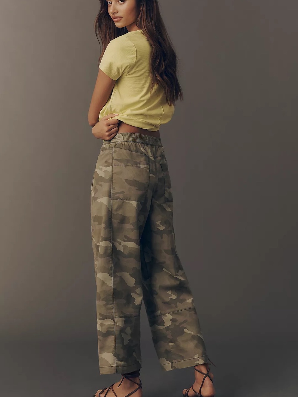 Anthropologie Olive Camo Wide-Leg Utility Pants